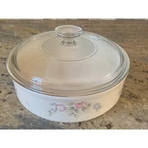 Pfaltzgraff Tea Rose Glass Lid Covered Round 1.5 Quart Casserole Dish Serving